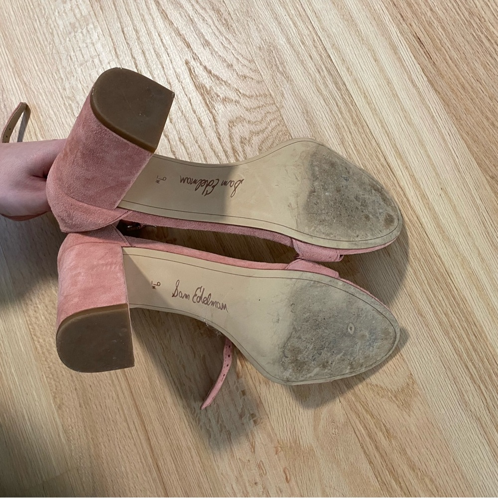 Sam Edelman Blush Suede Block Heels
